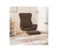 Relaxstoel met voetenbank stof bruin3097885
