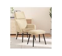 Chaise de Relaxation avec Tabouret Fauteuil de Relaxation Siège Chaise de Salon Meuble de Salle de Séjour Intérieur Crème Tissu