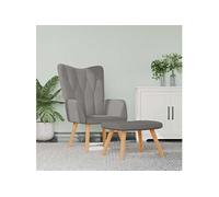 Vidaxl Chaise De Relaxation Avec Tabouret Taupe Tissu Multicolore