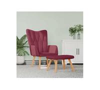 vidaXL Chaise de relaxation avec tabouret tissu Rouge bordeaux