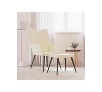 Relaxstoel met voetenbank tissu crème