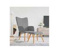 vidaXL Relaxstoel met voetenbank tissu gris clair Gris G