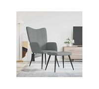 Relaxstoel met voetenbank tissu gris clair