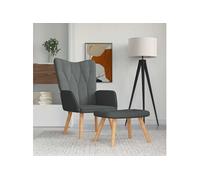 Vidaxl Chaise De Relaxation Avec Tabouret Gris Foncé Tissu Gris
