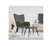 Vidaxl Chaise De Relaxation Avec Tabouret Gris Foncé Tissu Gris