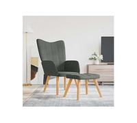 Vidaxl Chaise De Relaxation Avec Tabouret Gris Foncé Tissu Gris