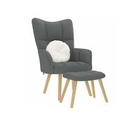 vidaXL Chaise de Relaxation avec Repose-Pied Gris foncé Tissu, Chaise, Fauteuil Relax, Fauteuil Relax en Tissu, Chaise de Salon, Chaise en Tissu