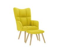 Relaxstoel met voetenbank tissu jaune pâle