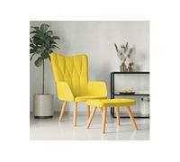 Vidaxl Chaise De Relaxation Avec Tabouret Jaune Moutarde Tissu Jaune