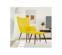 Relaxstoel met voetenbank tissu mosterdjaune
