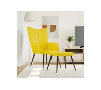 Relaxstoel met voetenbank tissu mosterdjaune