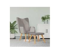 Chaise de Relaxation et Tabouret Gris Clair Tissu Fauteuil Repose-pied vidaXL