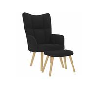 vidaXL Chaise de relaxation avec repose-pied Noir Tissu, chaise, fauteuil relax, fauteuil relax en tissu, chaise de salon, 4016780