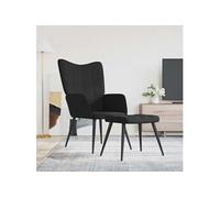 vidaXL Chaise de relaxation avec tabouret Noir Tissu