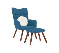 Relaxstoel met voetenbank velours bleu