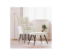 Relaxstoel met voetenbank velours crÃmewit