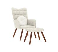 vidaXL Chaise de Relaxation avec Tabouret crème Velours, Chaise, Chaise de Salon, Fauteuil Relax, Chaise Longue, siège de Salon, Chaise en Velours