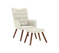 vidaXL Fauteuil relax avec tabouret en velours crème