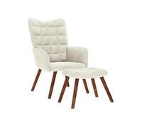 Relaxstoel met voetenbank velours crème
