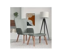 vidaXL Chaise de relaxation avec repose-pied Gris clair Velours