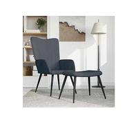 Vidaxl Chaise De Relaxation Avec Repose-Pied Gris Foncé Velours Gris