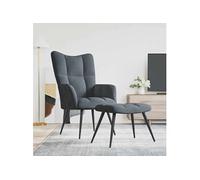 vidaXL Chaise de relaxation avec tabouret – Velours gris foncé