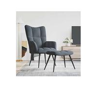vidaXL Chaise de relaxation avec tabouret Gris foncé Velours