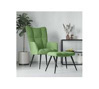 Vidaxl Chaise De Relaxation Avec Tabouret Vert Clair Velours Vert