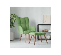 Chaise de Relaxation avec Repose-pied Fauteuil de Détente Siège de Relaxation Chaise de Détente Salon Salle de Séjour Vert Clair Velours