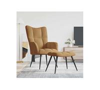 Relaxstoel met voetenbank velours marron