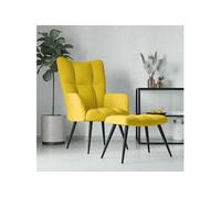 Vidaxl Chaise De Relaxation Avec Tabouret Jaune Moutarde Velours Jaune