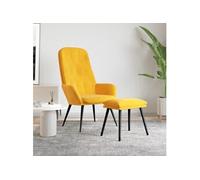 Relaxstoel met voetenbank velours mosterdjaune