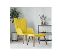 Relaxstoel met voetenbank velours mosterdjaune