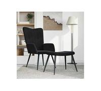 vidaXL Relaxstoel met voetenbank velours noir Noir G
