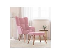 Relaxstoel met voetenbank velours roze