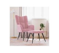 Relaxstoel met voetenbank velours roze