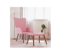 Relaxstoel met voetenbank velours roze