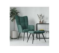vidaXL Chaise de relaxation avec tabouret – velours vert foncé
