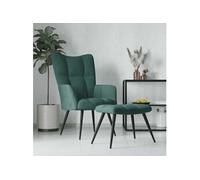 Relaxstoel met voetenbank velours vert foncé