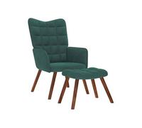 vidaXL Fauteuil relax avec tabouret – velours vert foncé