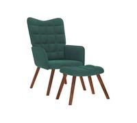 vidaXL Fauteuil relax avec tabouret – velours vert foncé