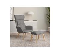 vidaXL Relaxstoel met voetenbankje tissu gris clair Gris clair G