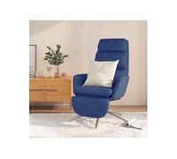Chaise de relaxation avec repose-pied Bleu Tissu Bleu