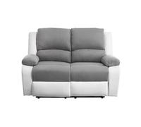 RELAXXO - Canapé de Relaxation électrique 2 places Microfibre et Simili LEO - Blanc et gris