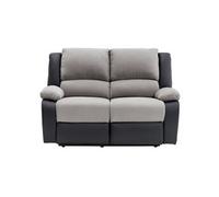 RELAXXO - Canapé de Relaxation électrique 2 places Microfibre et Simili LEO - Gris et Noir