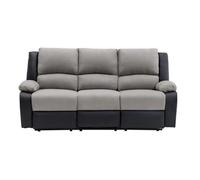 RELAXXO - Canapé de Relaxation électrique 3 places Microfibre et Simili LEO - Noir et gris