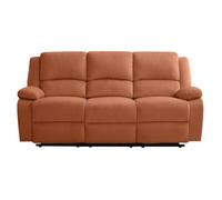 RELAXXO - Canapé de relaxation manuel 3 places LEO en velours côtelé - Terracotta