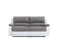 RELAXXO - Canapé relax manuel 3 places avec 2 assises XXL LEO en microfibre et simili - Blanc/Gris