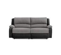RELAXXO - Canapé relax manuel 3 places avec 2 assises XXL LEO en microfibre et simili - Noir/Gris
