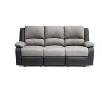 RELAXXO - Canapé Relaxation 3 places Microfibre et Simili LEO - Gris et Noir